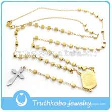 316 Stainless Steel Gold Chain Necklace with Crucifix Cross and Virgin Mary Alibaba Wholesale San Benito Rosary for Christian